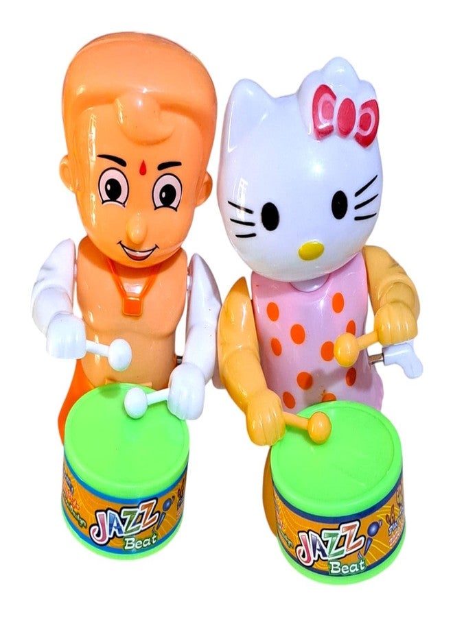JNiL Cute Drummer Toy with Drumming and Dancing Action for Kids Baby Rattle Toys Set Toddler Kids Key-Operated (Pack of 2) - Image 1